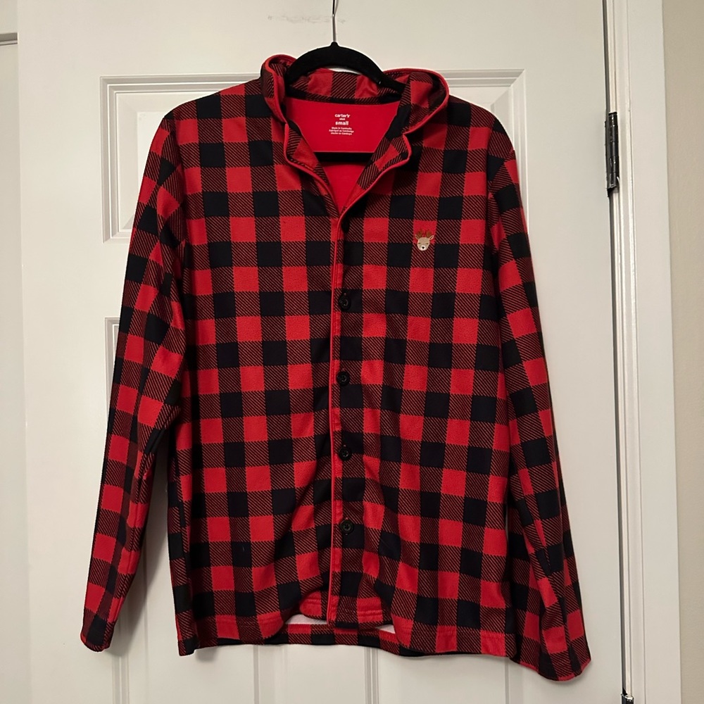 Carters adult plaid pajama shirt size small